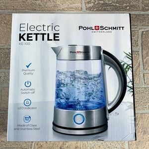 NEW Pohl Schmitt 1.7 L Electric Kettle Silver and Black